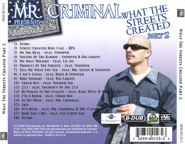 Mr. Criminal Presents... What The Streets Created Part 2 Chicano Rap